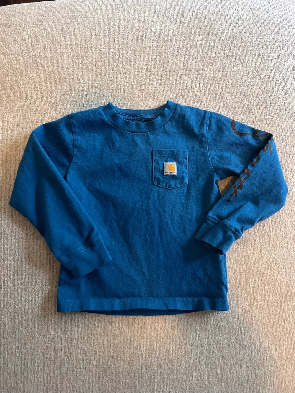 Carhartt Kids' Dark Blue Long-Sleeve Pocket Tee with Sleeve Script